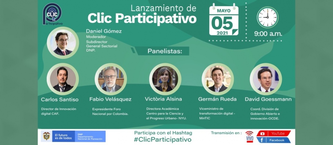 Misión Permanente de Colombia ante la OCDE en París invita al lanzamiento de Clic Participativo, el 5 de mayo de 2021